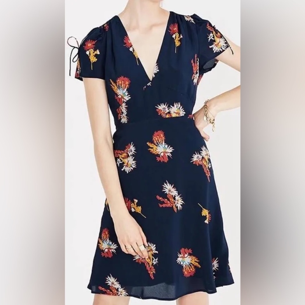 Madewell Navy Floral Midi Dress